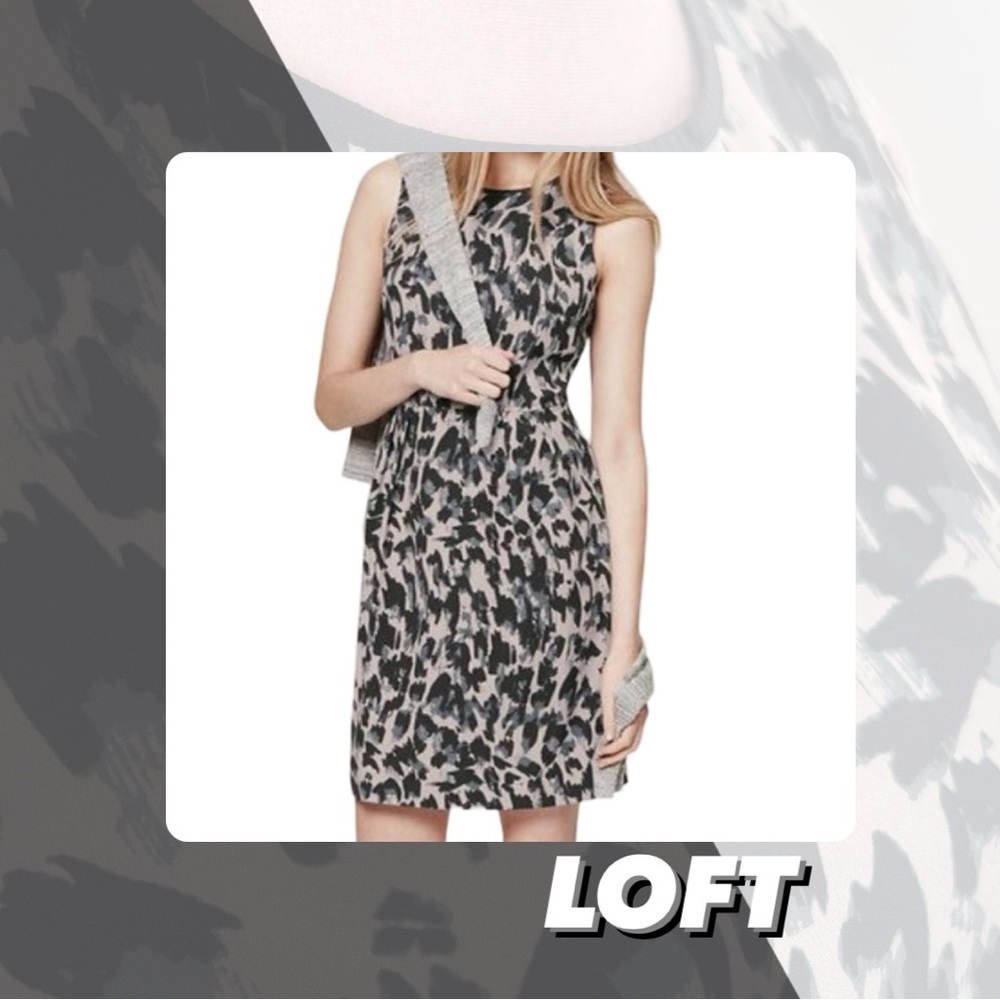EUC Loft Animal Print Sheath Dress